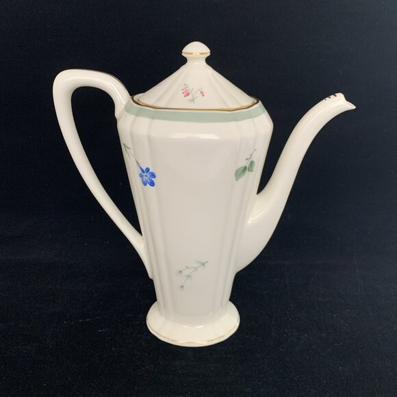 Frederik Lunning E Challinor Porcelain Coffee Pot w/ Lid 7.5" Floral Design Vtg - Picture 4 of 12